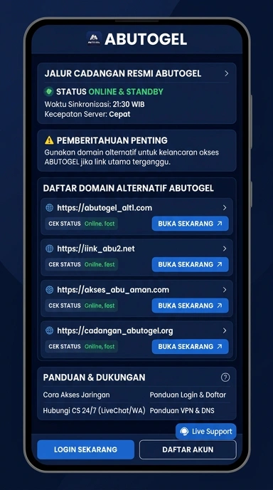 Tampilan link alternatif abutogel