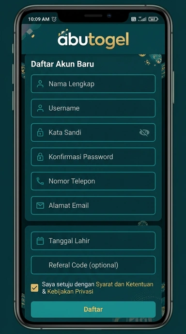 Tampilan halaman daftar abutogel