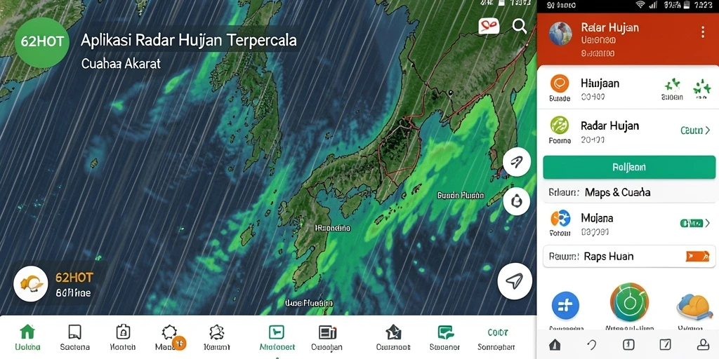 Tampilan antarmuka aplikasi 62HOT dengan fitur Radar Hujan yang jelas.
