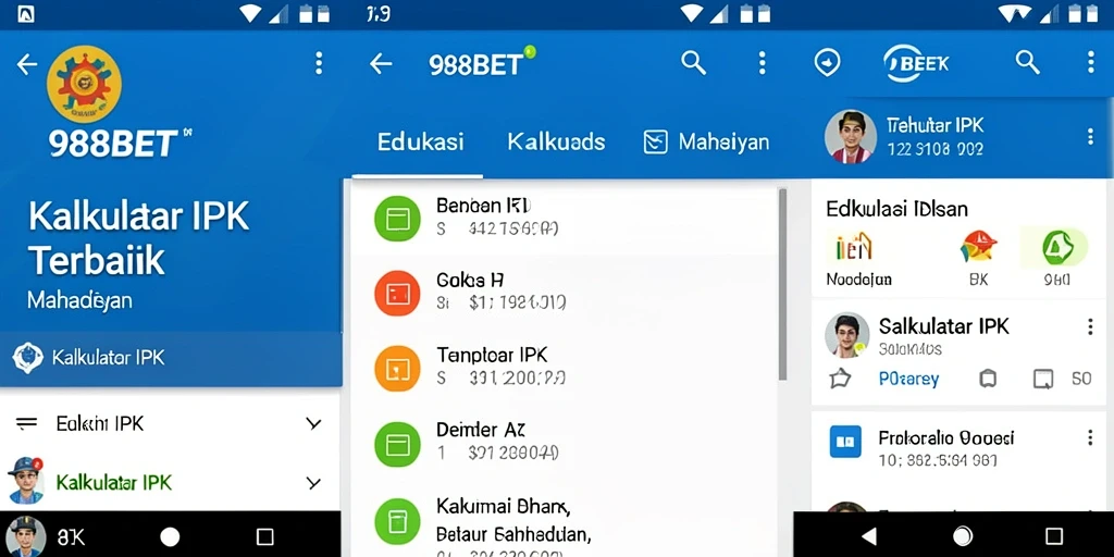 Tampilan antarmuka aplikasi Kalkulator IPK 988BET yang intuitif.